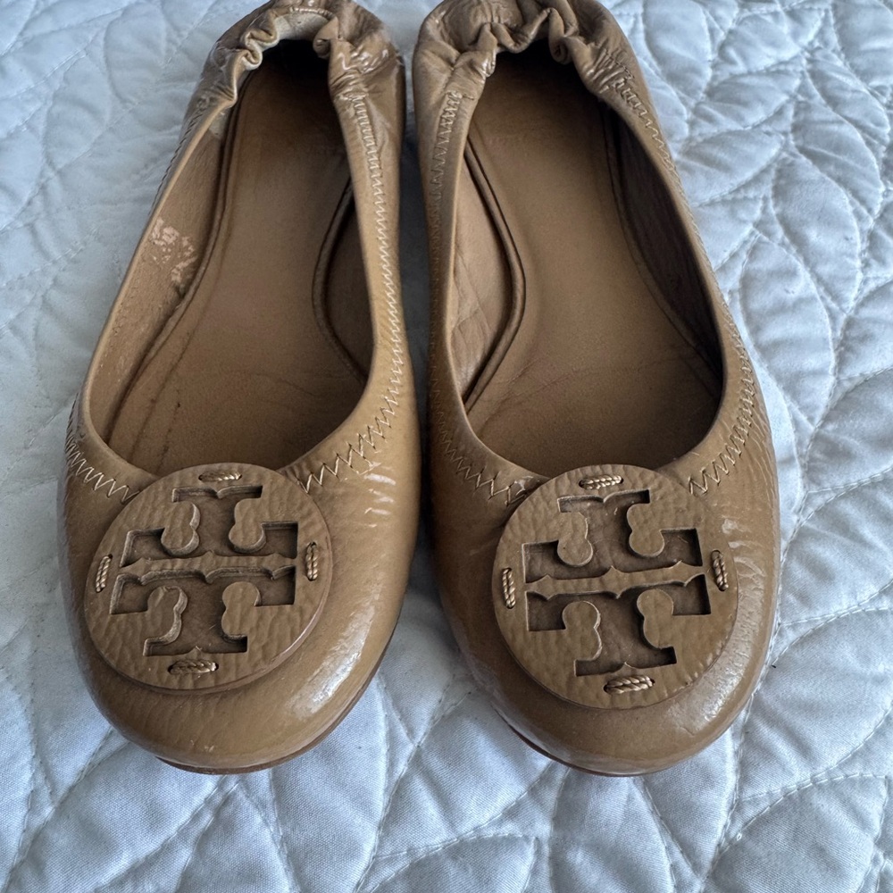 Tory Burch Tan Leather Miller Flats